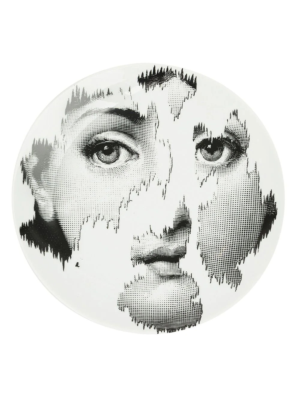 Fornasetti faded face print plate - Black | Farfetch Global