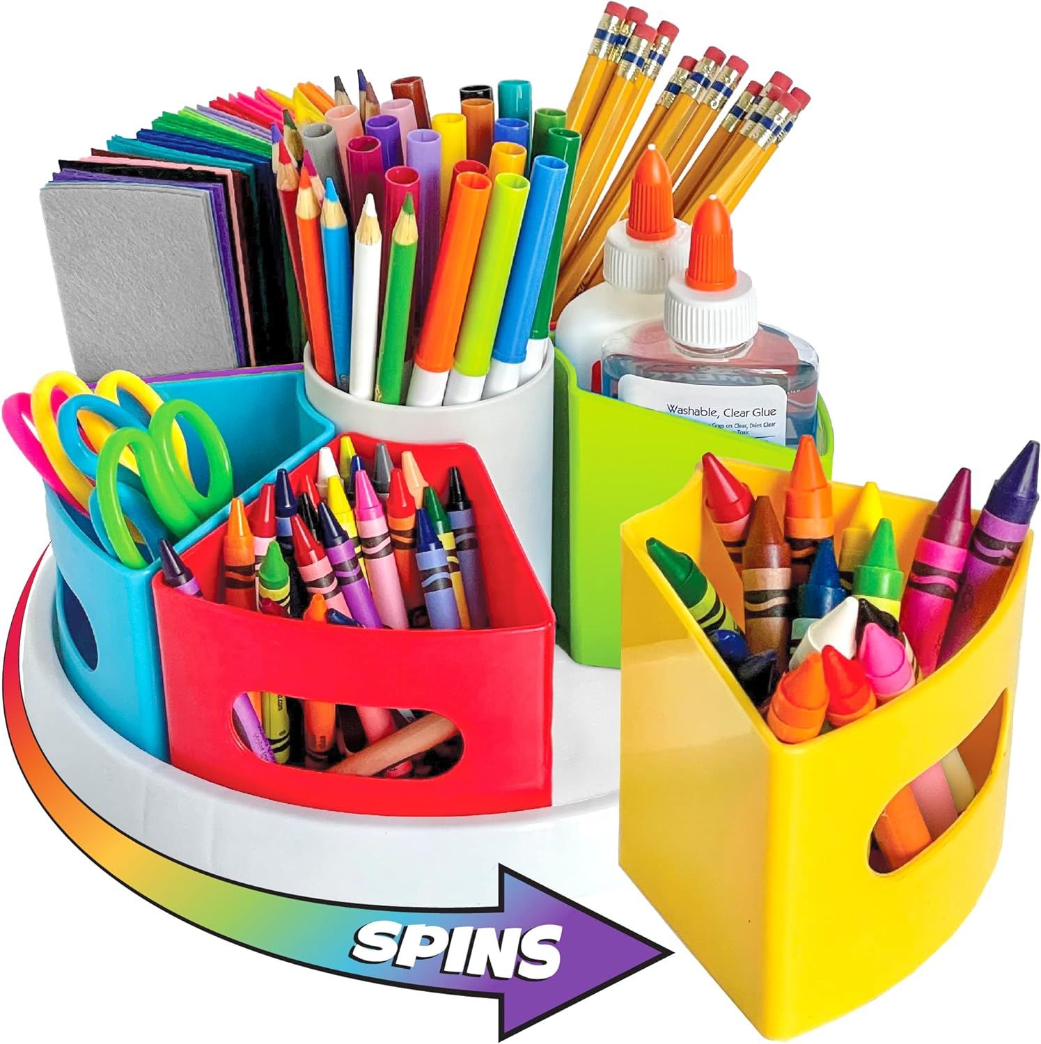 Hapinest Rotating Art Supplies Organizer Storage Caddy for Kids | Crayon Marker and Pencil Organi... | Amazon (US)