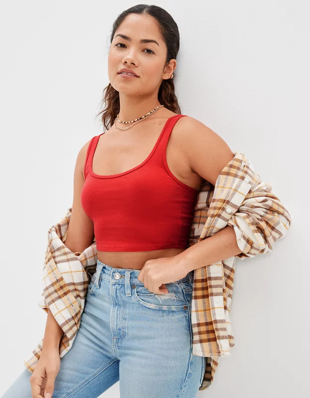 AE Super Cropped Scoop Neck Cami | American Eagle Outfitters (US & CA)