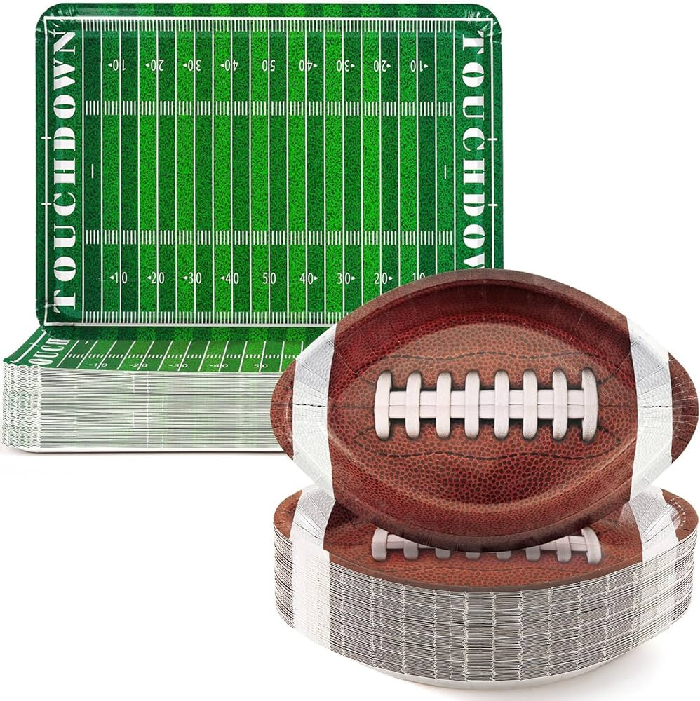 60 Pcs 14" x 10" Extra Large 3D Football Paper Plates Heavy Duty Large Serving Trays Bulk Disposa... | Amazon (US)