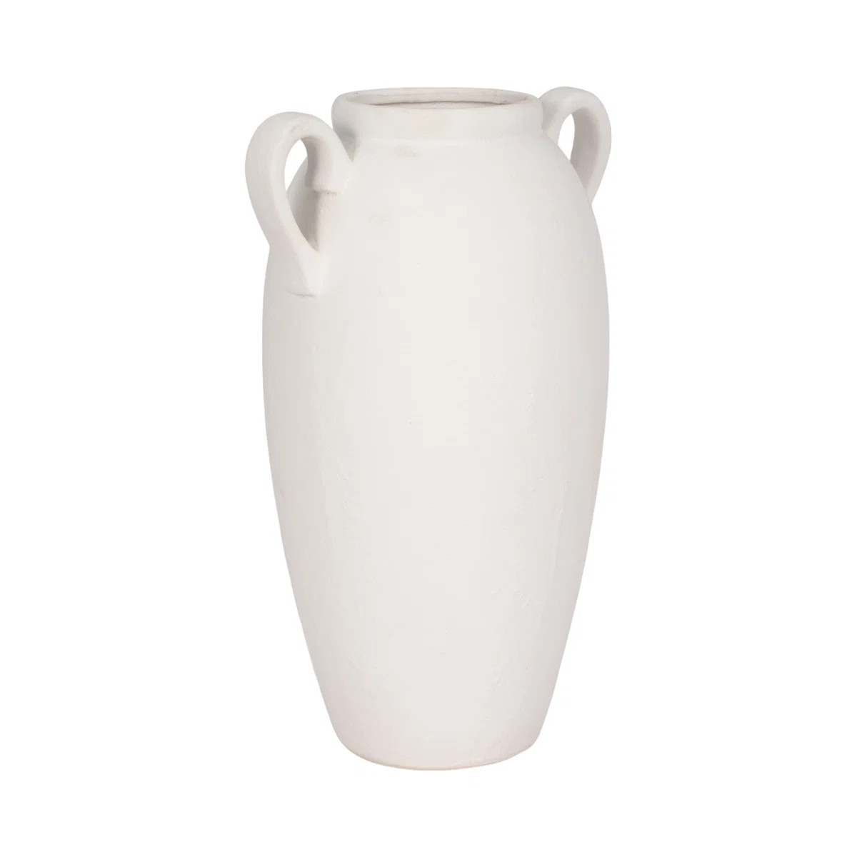Rachael Neutral Stoneware White Textured Amphora Jug with Handles Vase | Wayfair North America