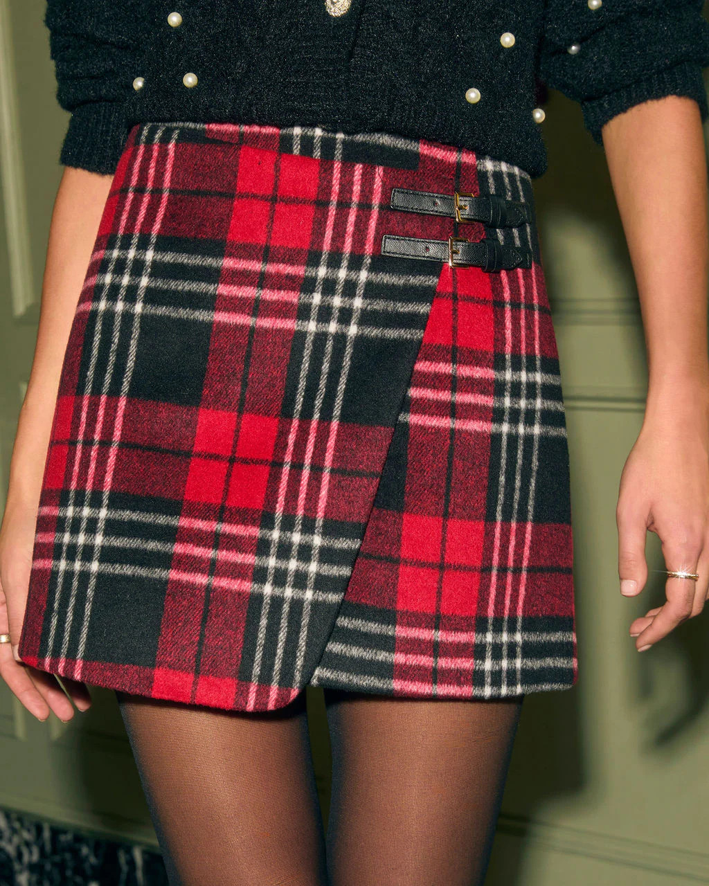 Heritage Hearth Wrap Plaid Mini Skirt | VICI