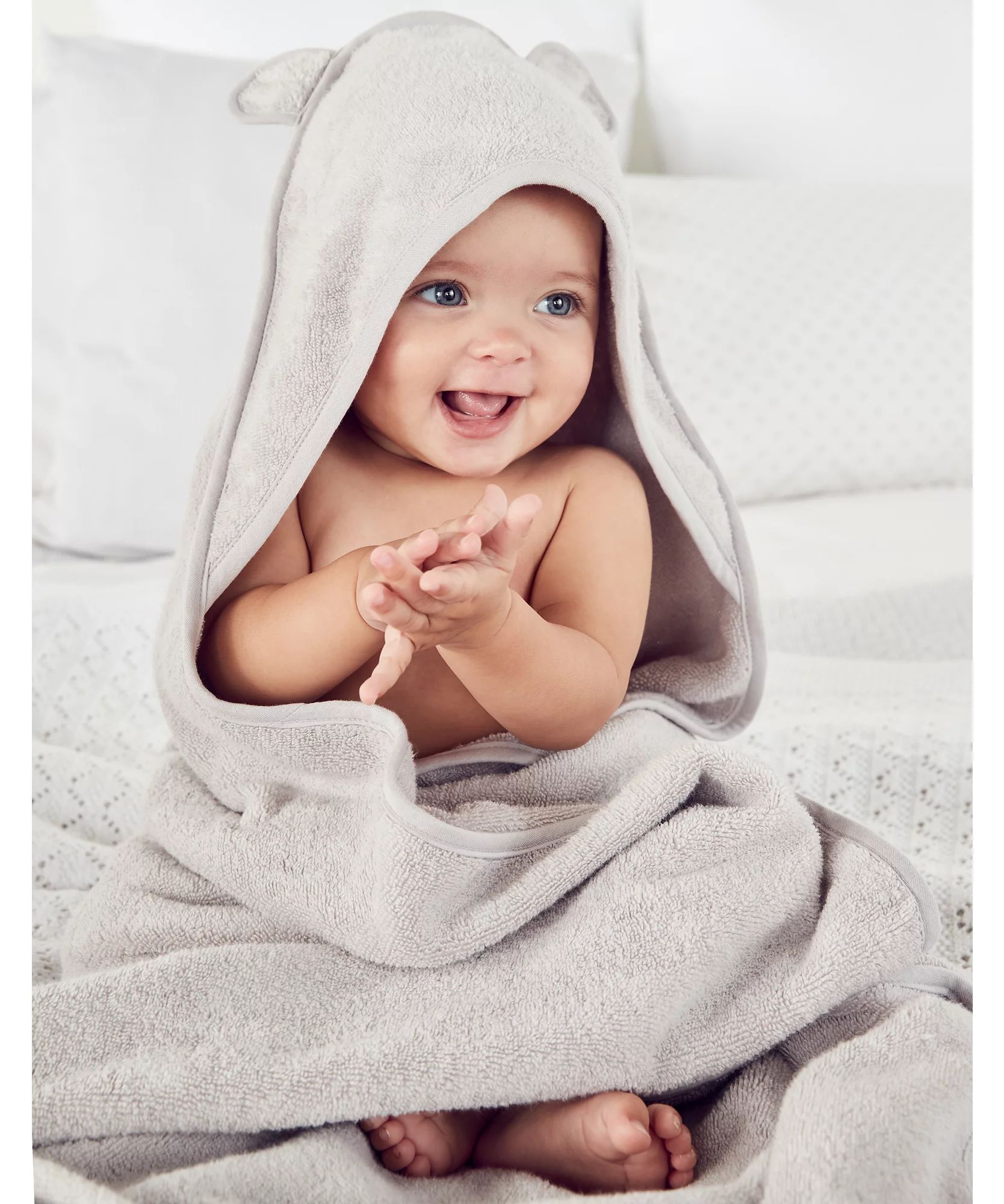 Bear Hydrocotton Hooded Baby Towel | The White Company (UK)