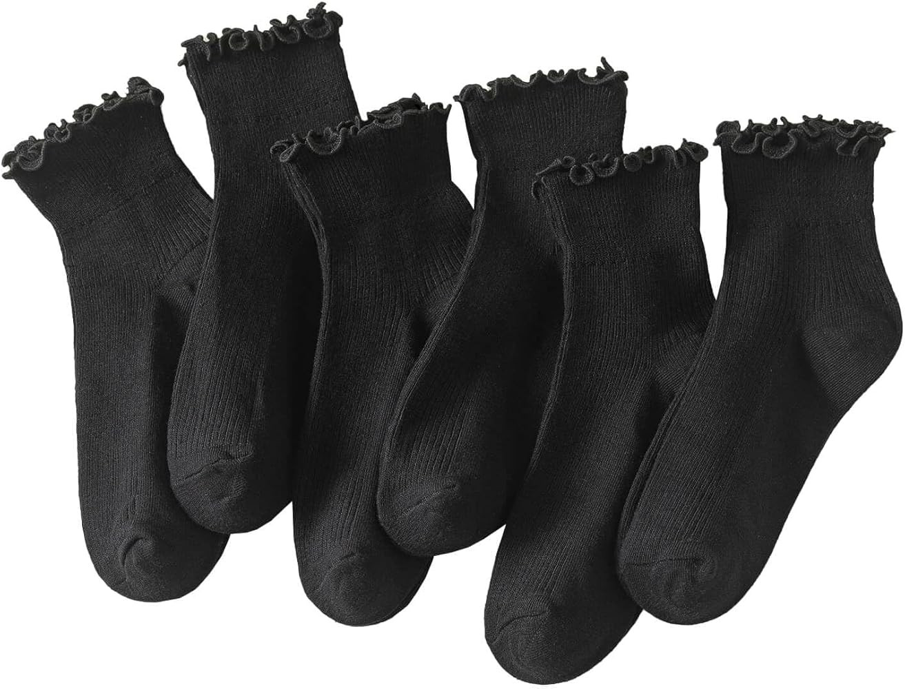 Hstyle 6 Pairs of Ruffle Socks Women, Cute Ruffle Ankle Socks | Amazon (US)