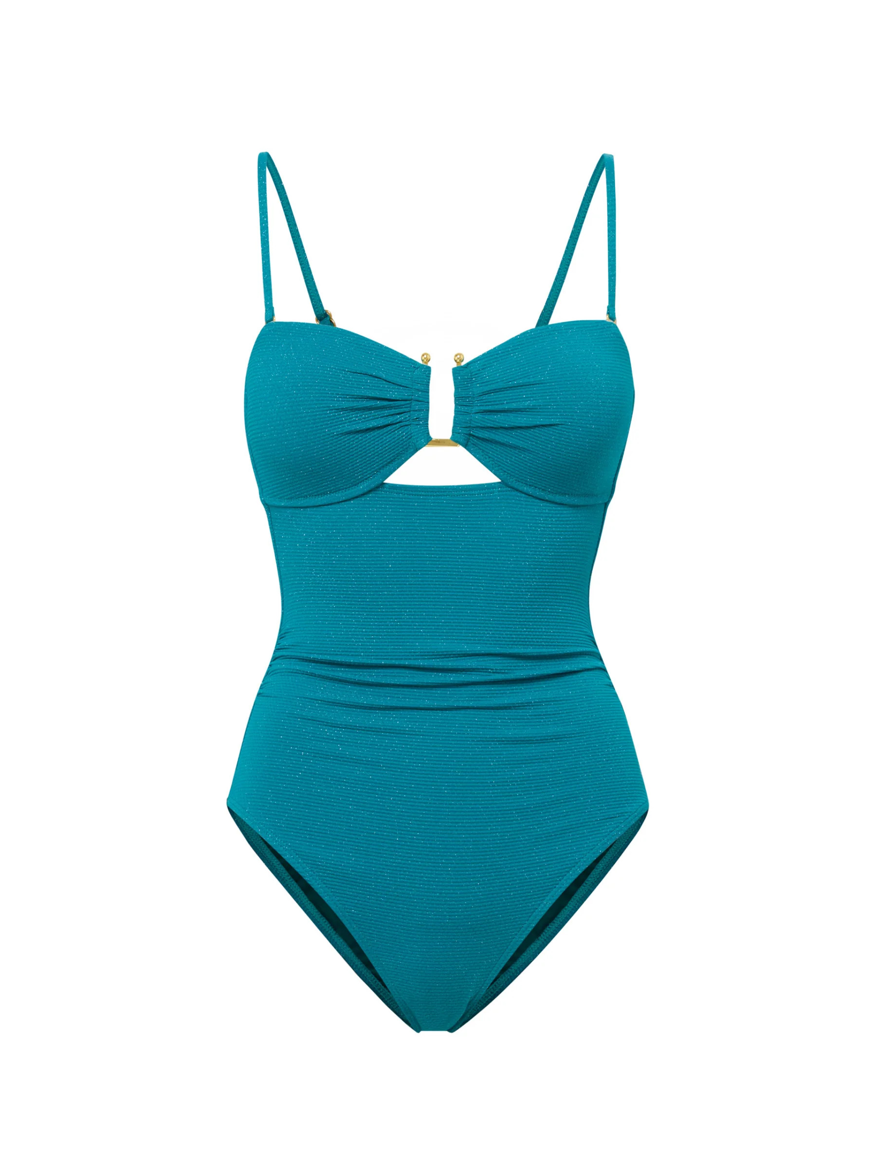 Juliette One Piece In Jungle Green Metallic Pique | Change of Scenery