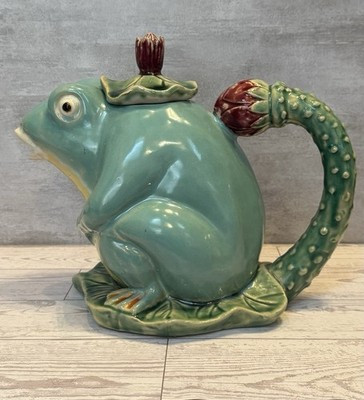 Vintage Majolica Style Frog Teapot with Lid | eBay US