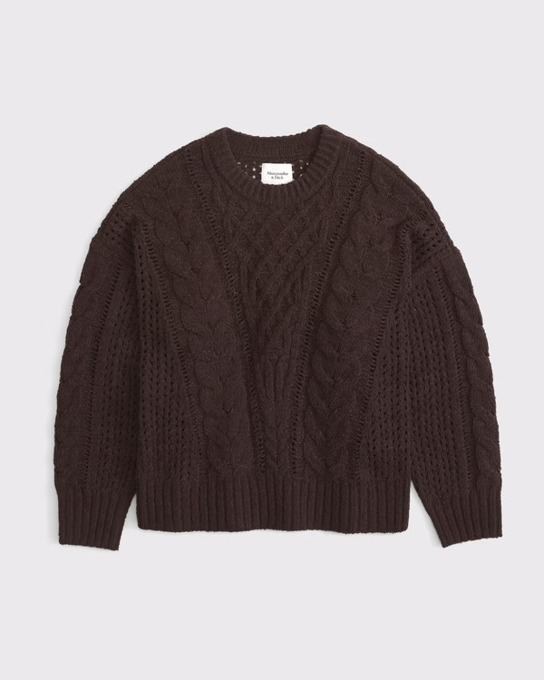 Textural Stitch Cable Crew Sweater | Abercrombie & Fitch (UK)