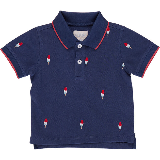 Pink Chicken | Boys Alec Shirt, (Navy Blue Rocket Pop Embroidery, Size 8Y) | Maisonette | Maisonette