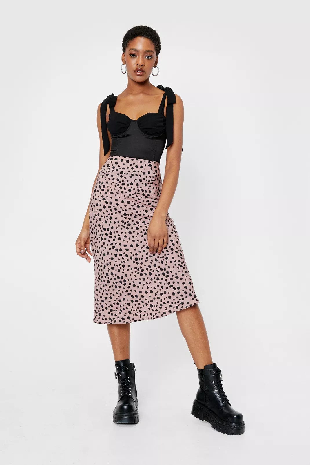 Dalmatian Satin Midi Skirt | Nasty Gal (US)