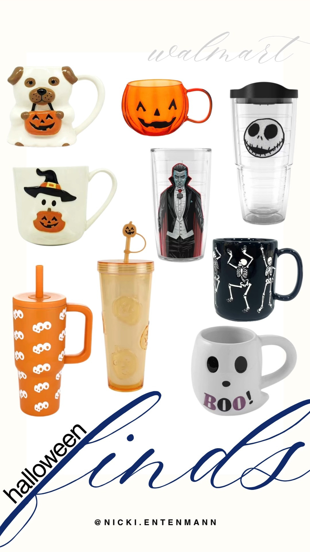 Add a playful touch to your autumn morning routine with these fun Walmart Halloween drinkware finds! The cozy lineup features ceramic puppy and witch ghost mugs, a jack-o'-lantern glass mug, dancing skeleton coffee cups, a Jack Skellington tumbler, and insulated pumpkin travel cups with straws. These affordable, festive finds make enjoying your seasonal brews and iced coffees completely magical.

#walmart #walmartfinds #halloween #halloweendecor #drinkware #spookyseason #homefinds #seasonaldecor 

 #LTKSeasonal #LTKHome #LTKSaleAlert
