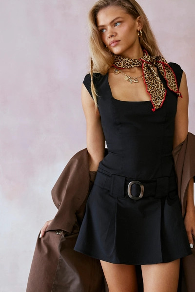 Kimchi Blue Tate Belted Drop Waist Mini Dress | Urban Outfitters (US and RoW)