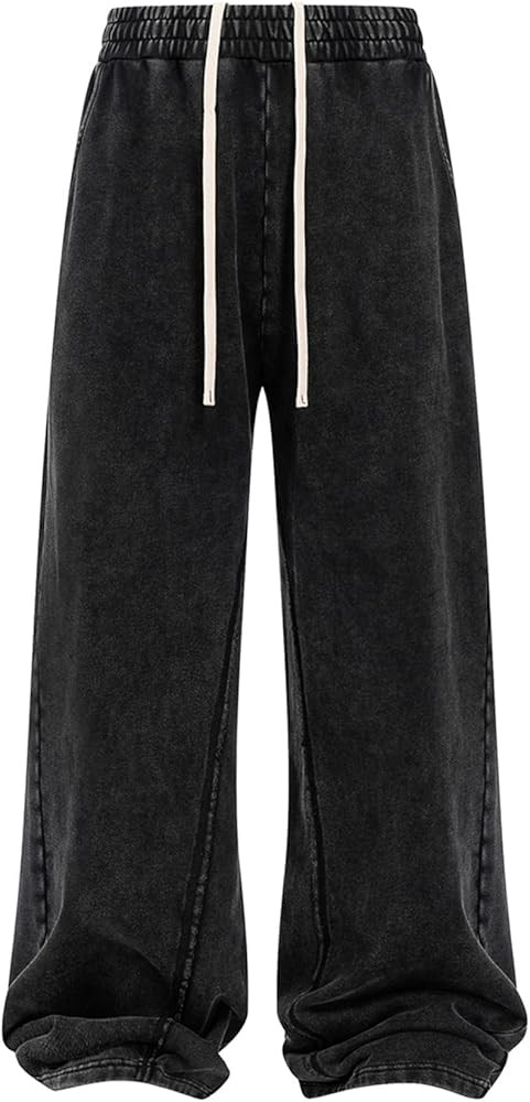 Colorful world Mens Sweatpants Acid Washed Elastic Waist Drawstring Sweat Pants Cotton Baggy Stre... | Amazon (US)