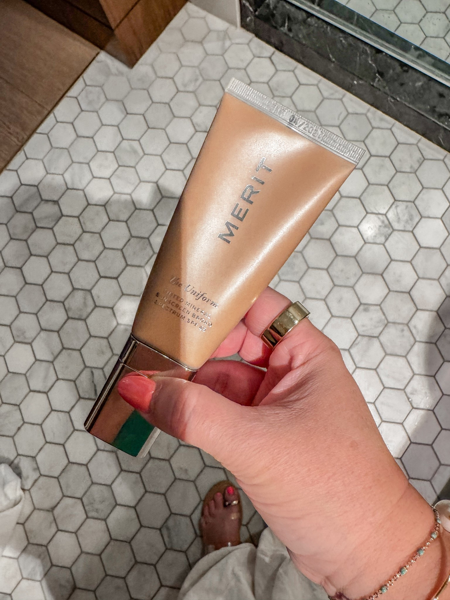 Merit tinted sunscreen 
Have been loving this one! Not super greasy, great coverage and good glow! 

Summer beauty, sunscreen, makeup, mature skin, merit beauty, travel essentials 

#LTKTravel #LTKBeauty #LTKOver40