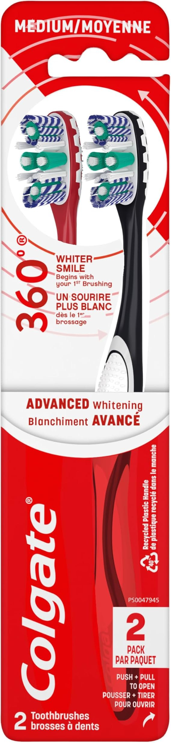 Colgate 360 Optic White Advanced Whitening Toothbrush, Adult Medium Toothbrush with Whitening Cup... | Amazon (US)