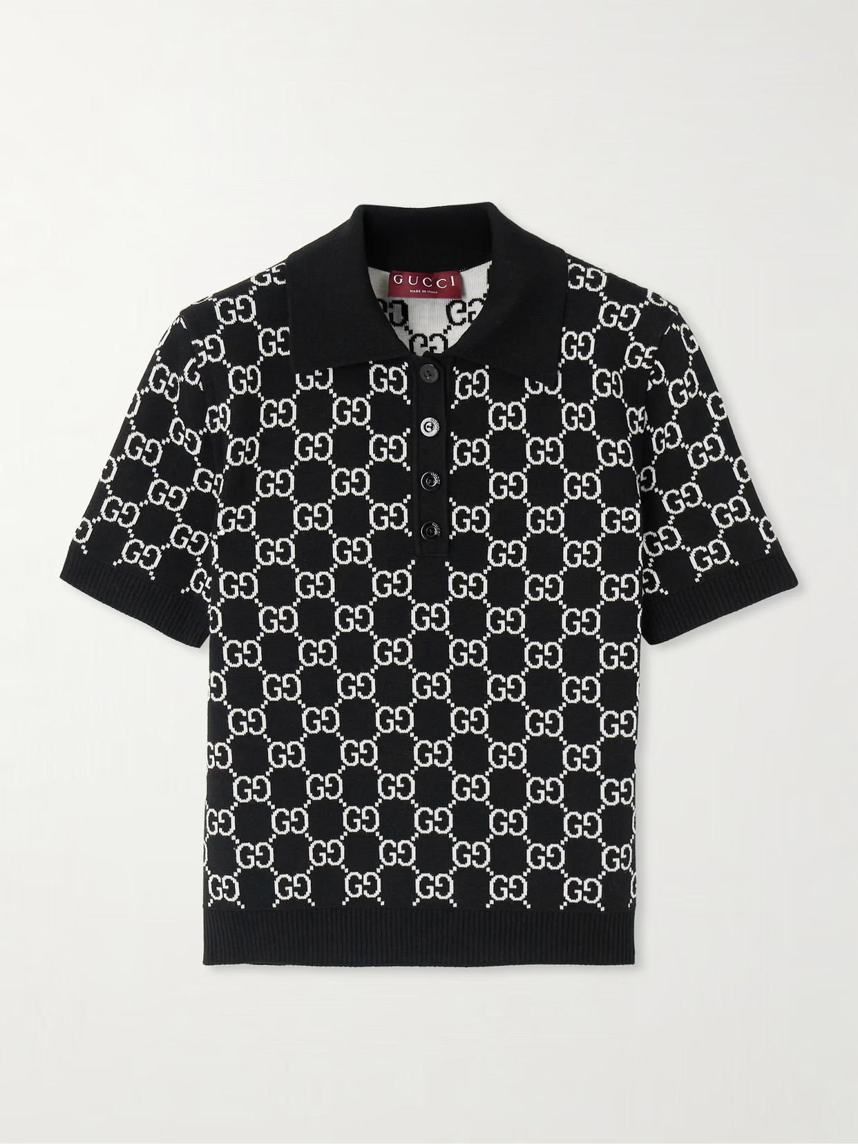 Gucci - Reversible Logo-jacquard Wool-blend Polo Shirt - Black | NET-A-PORTER (US)