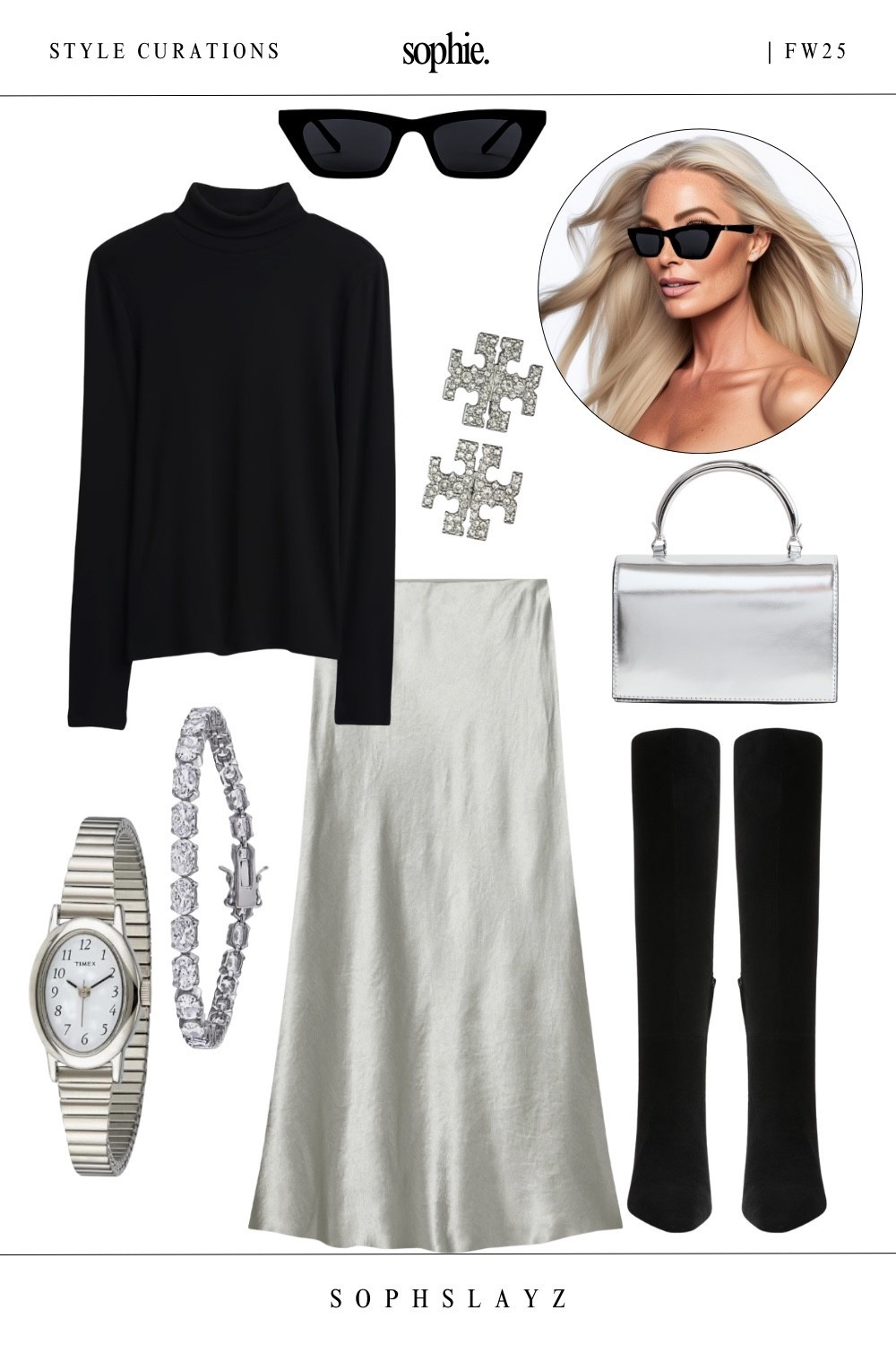 This look: black turtleneck, silver maxi skirt, knee high black suede boots, silver bag, and timeless silver accessories.
A monochrome moment with a silver lining. Dress it up for cocktails, a dinner date, or holiday party.
🔎 black turtleneck outfit, holiday party outfit, date night outfit, winter chic outfit, black and silver look, knee high boots, winter going out outfit, fw25, fall outfit 

#LTKootd