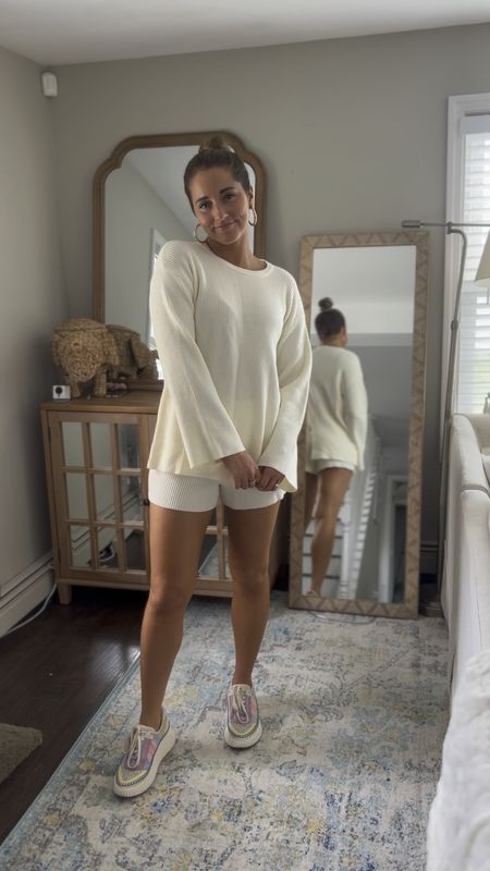 Love this matching set from amazon! I’m wearing size small in sweater & size medium in shorts
Shoes run TTS 

#LTKunder50 #LTKsalealert #LTKunder100