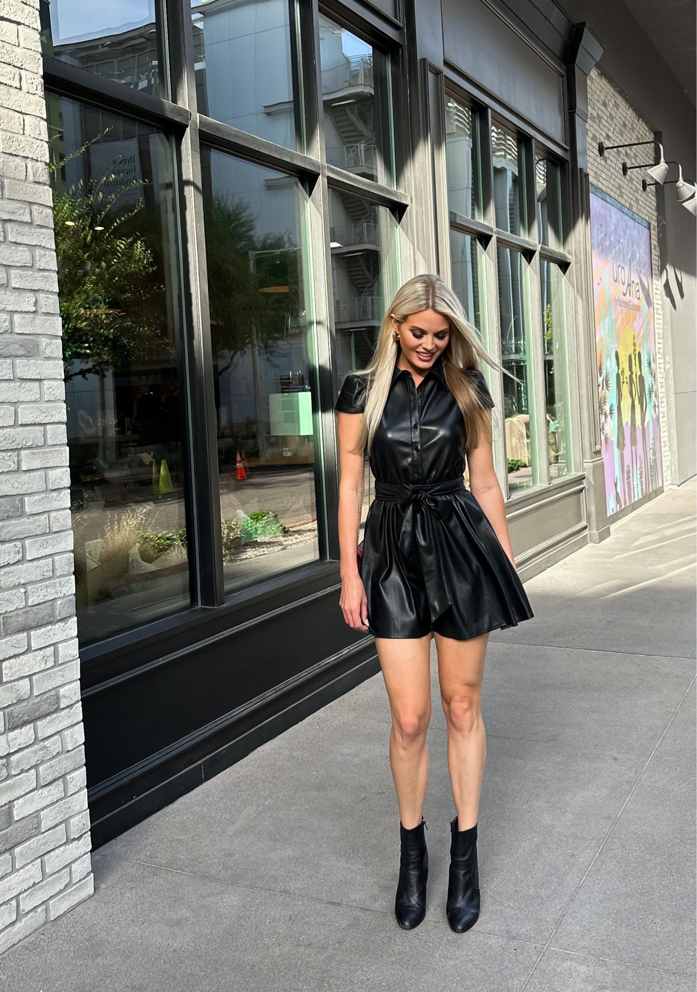 Alice Olivia Vegan Leather Shirt Dress Thebubblyblondelife On LTK