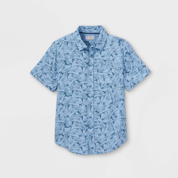Boys' Shark Print Challis Short Sleeve Woven Shirt - Cat & Jack™ Blue | Target