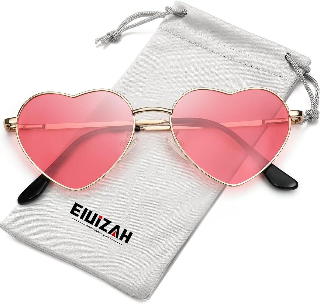 Eiuizah Polarized Heart Sunglasses for Women Men - Cute Trendy Sun Glasses Metal Frame UV400 Prot... | Amazon (US)