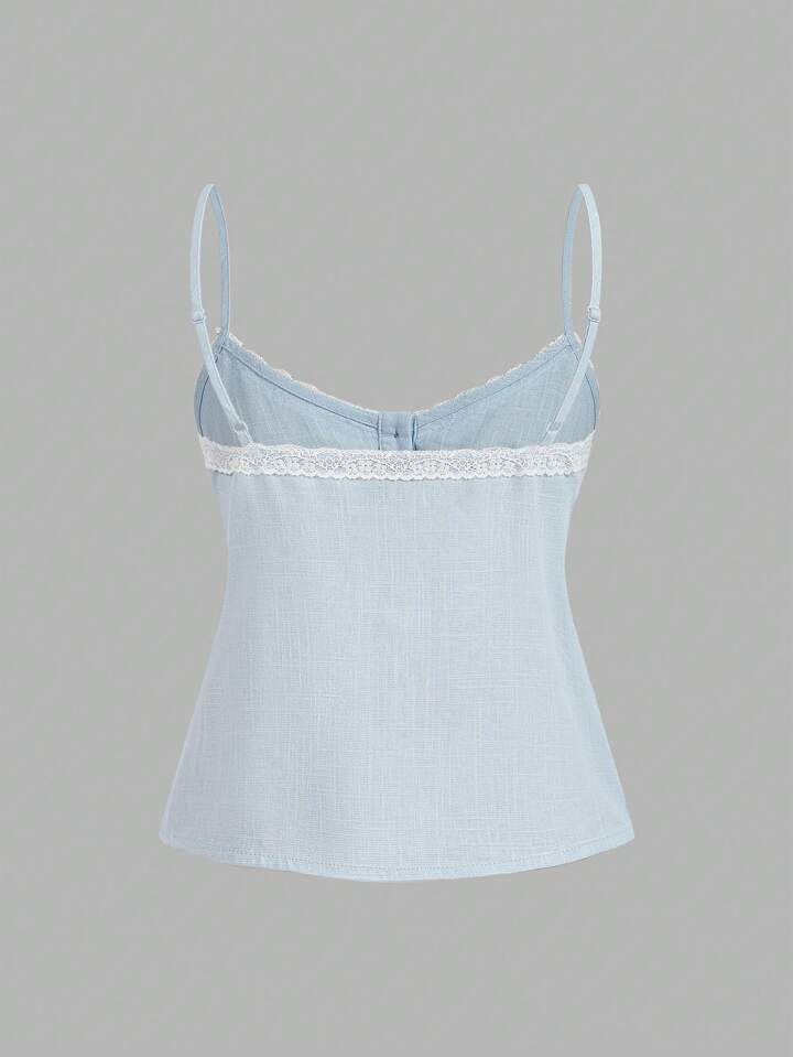 evoluSHEINSHEINNeu Women's Lace Patchwork Cami White Top | SHEIN