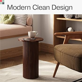 Round Fluted Accent Side Table - Small Drink Table - Living Room Furniture - Modern Home and Bedr... | Amazon (US)