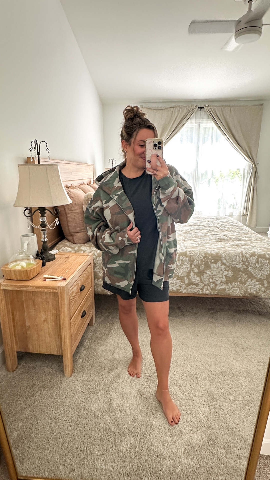 Camo zip up hoodie! Buttercore shorts. Buttercore shirt.

#LTKmomlife #LTKTravel #LTKootd