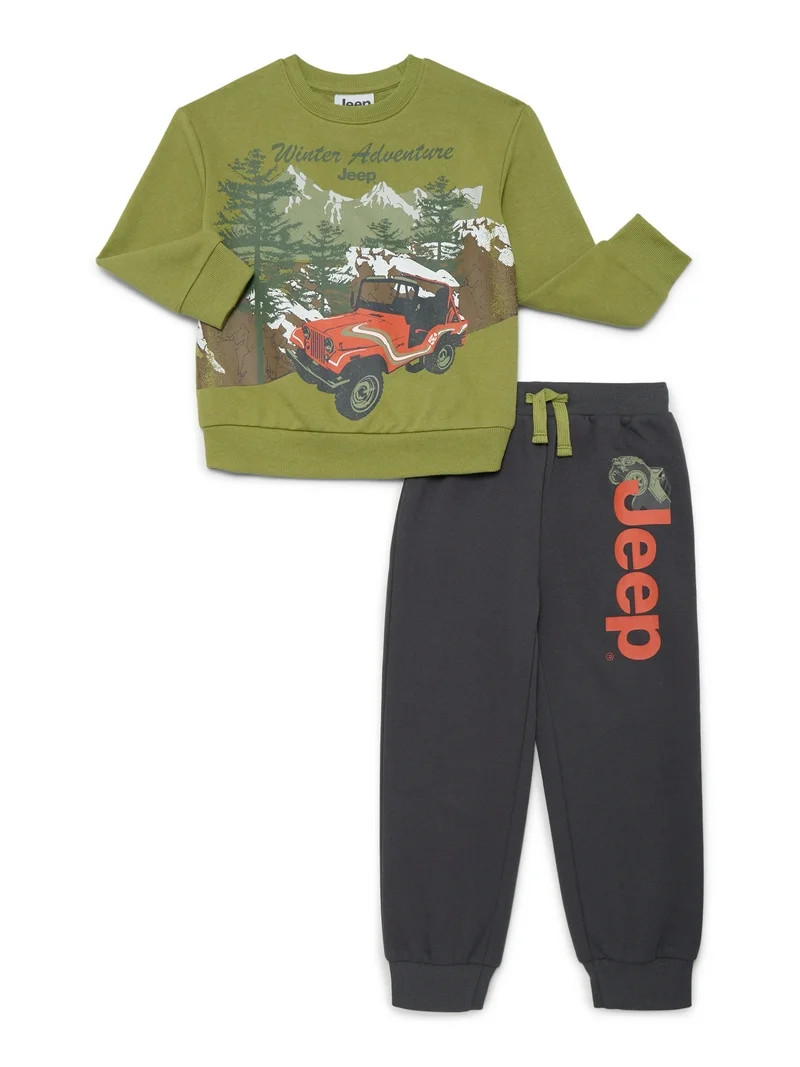 Jeep Boys Christmas Graphic Sweatshirt and Sweatpants Set, 2 Piece, Sizes 4-12 | Walmart (US)