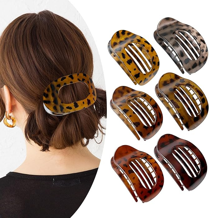 Flat Hair Clips for Women,6 Pack Ergonomic Curved Hair Claw Clips for Thick Thin Curly Hair,Stron... | Amazon (US)
