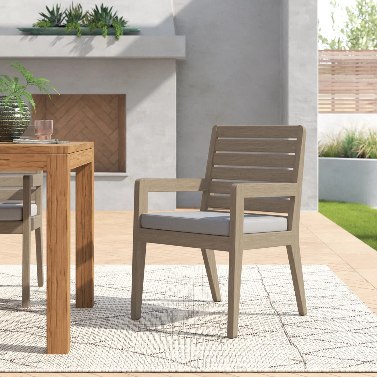 Ojai Polyester Outdoor Dining Chair with Arms  (Set of 2) | Wayfair North America