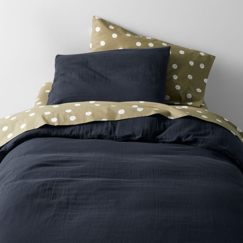 Supersoft Midnight Navy Blue Organic Cotton Gauze Kids Twin Duvet Cover + Reviews | Crate & Kids | Crate & Barrel