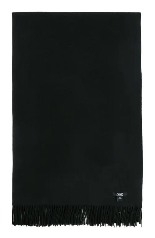 GOBI Mongolian Cashmere Medium Fringe Blanket in Black at Nordstrom | Nordstrom
