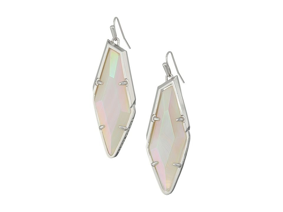 Kendra Scott - Bexley Earrings (Rhodium/Iridescent White Banded Agate) Earring | Zappos