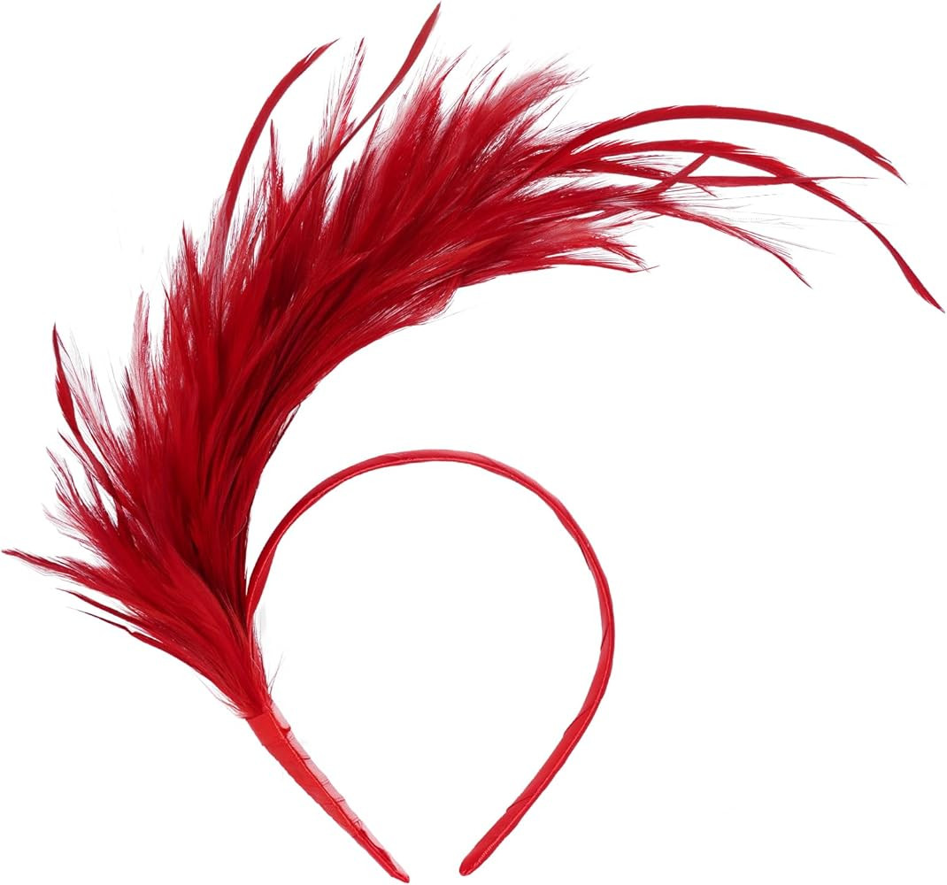 1920s Feathers Fascinator Headband 50s Prom Queen Headpiece for Women Kentucky Derby Cocktail Wed... | Amazon (US)
