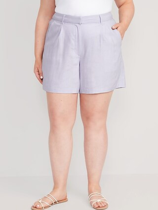 Extra High-Waisted Taylor Linen-Blend Trouser Shorts for Women -- 6-inch inseam | Old Navy (US)