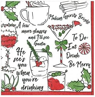 Caspari Holiday Spirits Paper Cocktail Napkins - Two Packs of 20 | Amazon (US)