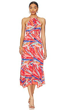Bella Dahl Sleeveless Elastic Waist Midi Dress in Paradiso Print from Revolve.com | Revolve Clothing (Global)