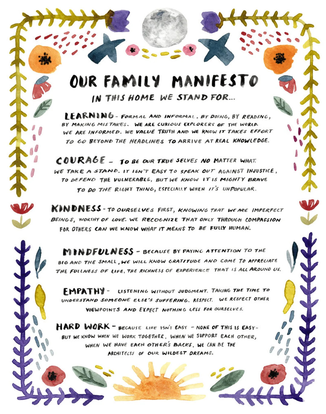 Family Manifesto Art Print, Watercolor Poster, Social Justice Wall Art, Baby Room, Nursery Decor ... | Etsy (US)