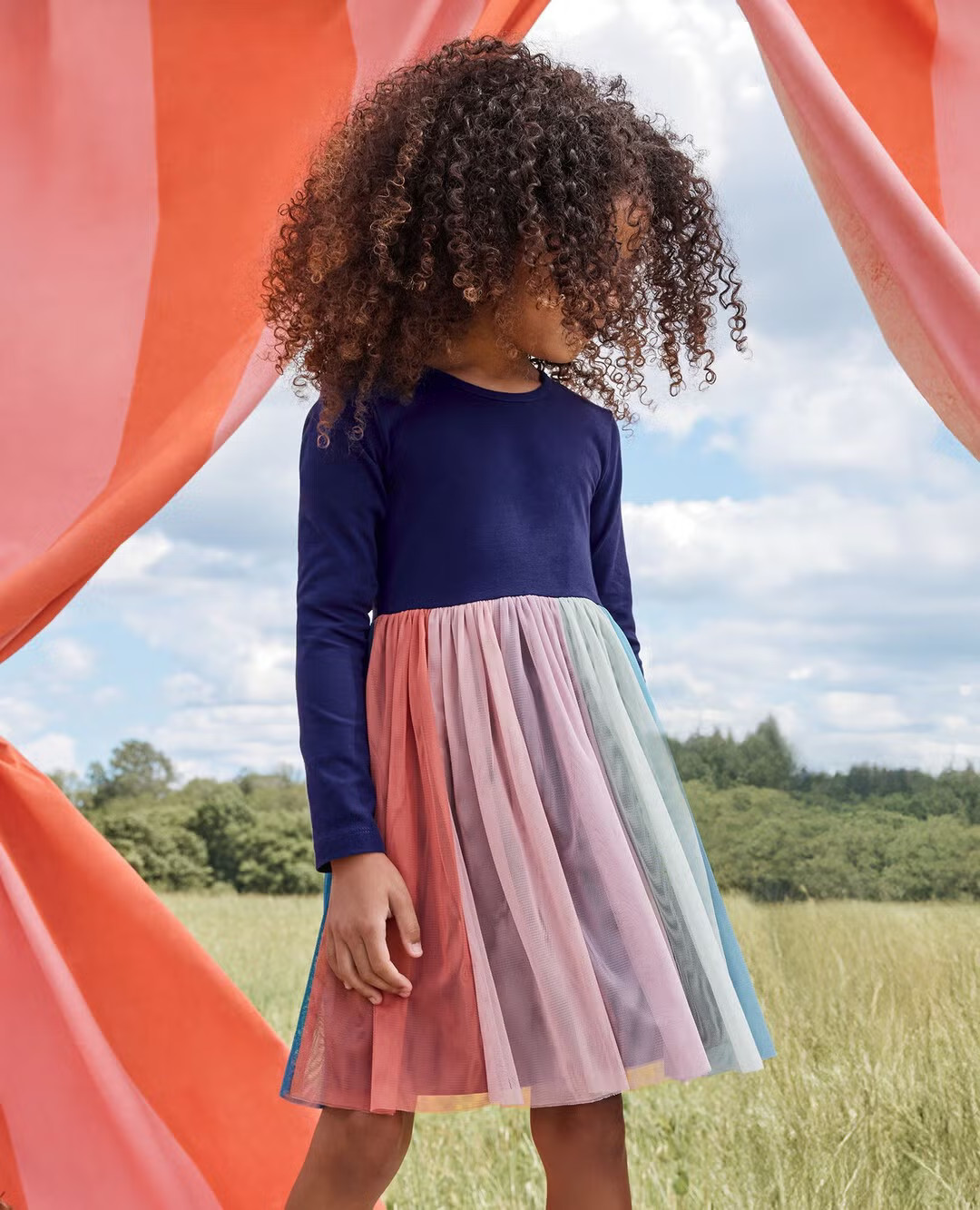 Long Sleeve Tulle Rainbow Dress | Hanna Andersson