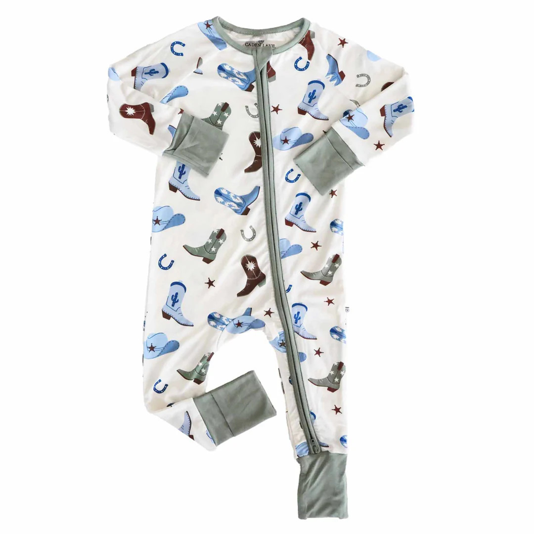 Boot Scootin' Convertible Zip Romper Blue | Caden Lane