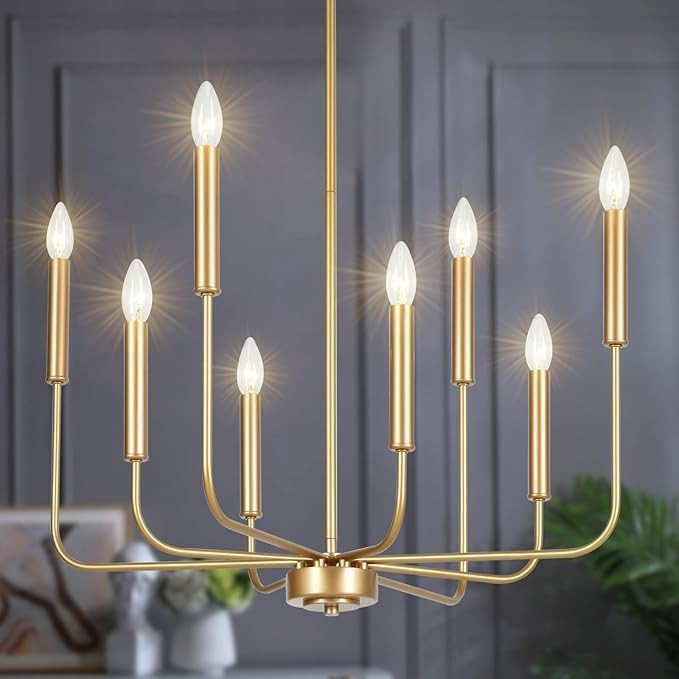 Congratsu 8-Light Modern Chandelier Gold Farmhouse Candle Hanging Light Fixture for Living Room, ... | Amazon (US)