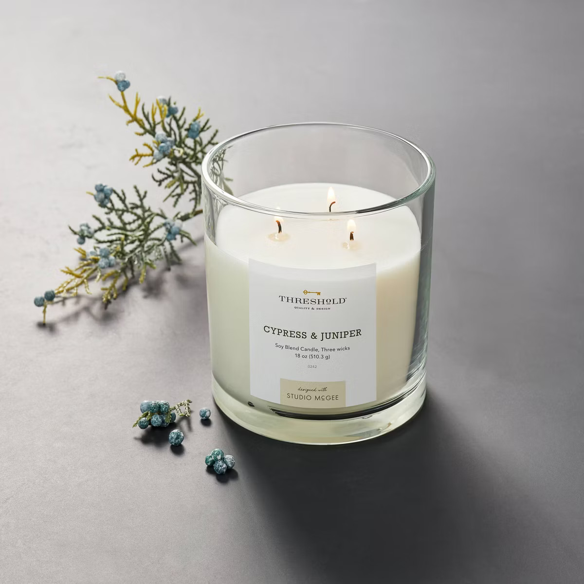 3-Wick 18oz Clear Glass Cypress & Juniper Candle White - Threshold™ designed with Studio McGee:... | Target