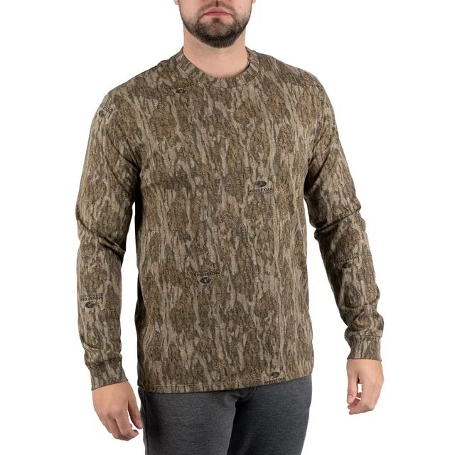 Men's Long Sleeve Camo Tee Scent Control Cotton Shirt by Mossy Oak, Sizes S-3XL | Walmart (US)