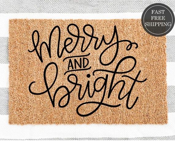 Merry and Bright doormat Welcome doormat housewarming gift | Etsy | Etsy (US)