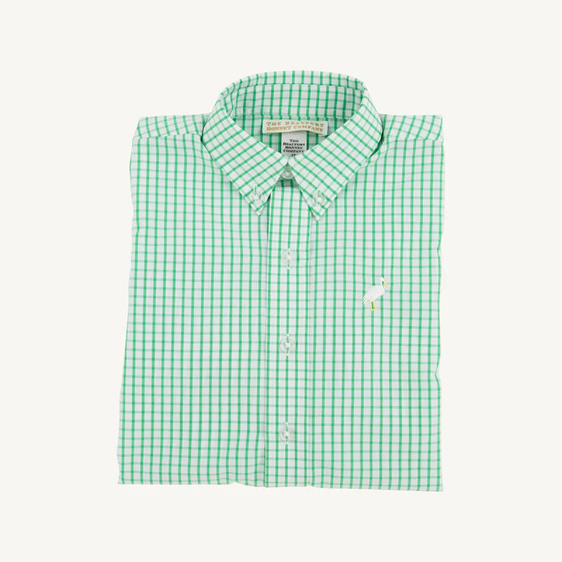 Kiawah Kelly Green Windowpane with Multicolor Stork | The Beaufort Bonnet Company