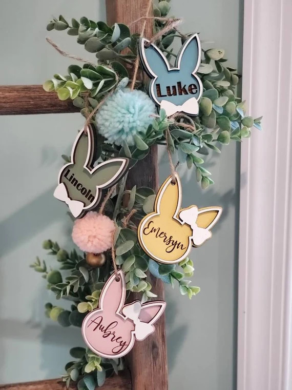 Personalized Easter Basket Name Tag . Custom Name Tag . Easter Bunny . Bunny Name Tag | Etsy (US)