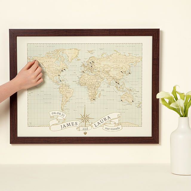 Personalized Anniversary Pushpin World Map | Travel Art | UncommonGoods