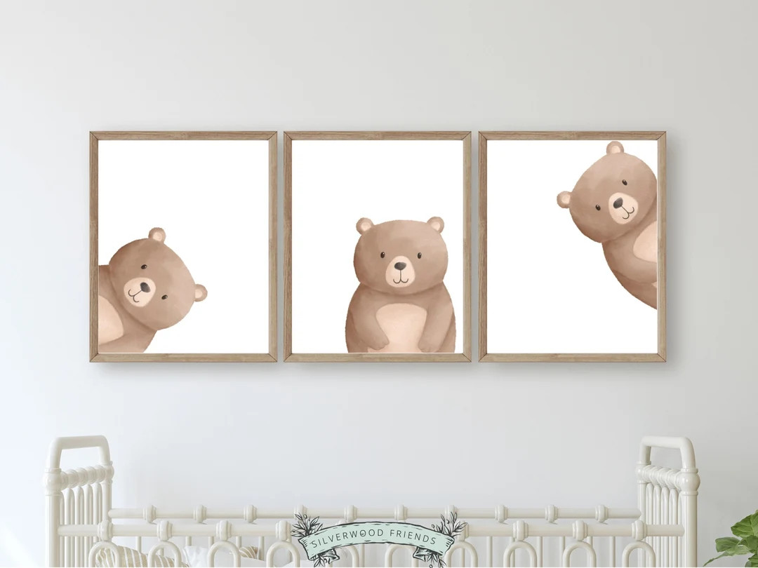 Peeking Bear Nursery Print Peekaboo Bear Nursery Decor - Etsy | Etsy (US)
