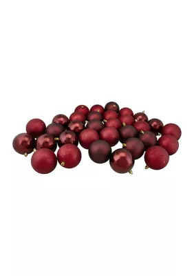 Northlight 60ct Burgundy Shatterproof 4 Finish Christmas Ball Ornaments 2.5Inch (60mm) | Belk