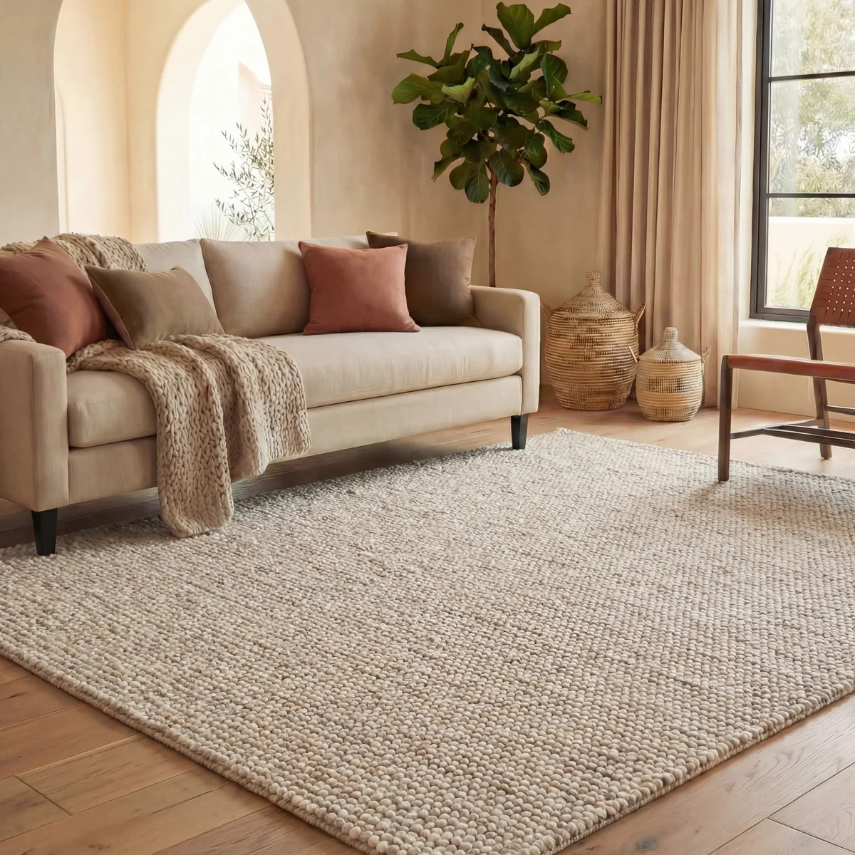 Elle Handmade Beige Rug | Wayfair North America